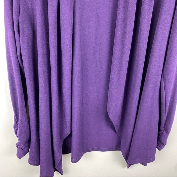 Amanda Green Faux Leather Purple Open Front Cardigan Small - Picture 10 of 12